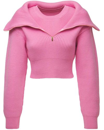 Jacquemus Cropped-Pullover La Maille Risoul aus Wolle - Pink