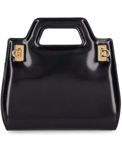 Ferragamo Mini Wanda Leather Top Handle Bag - Black