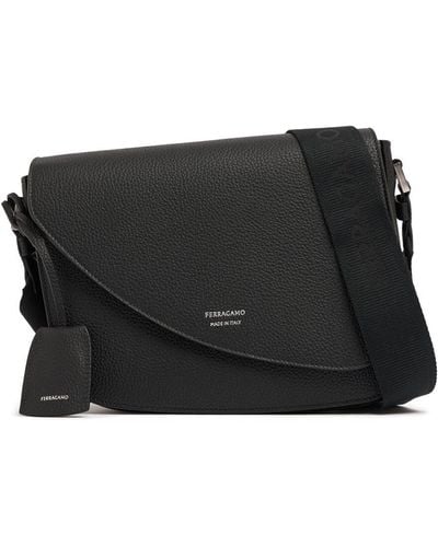 Ferragamo Fiamma Leather Crossbody Bag - Black