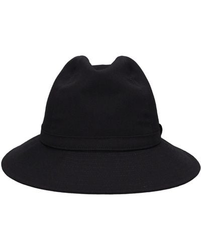 Yohji Yamamoto Fedora Wool Gabardine Hat - Black