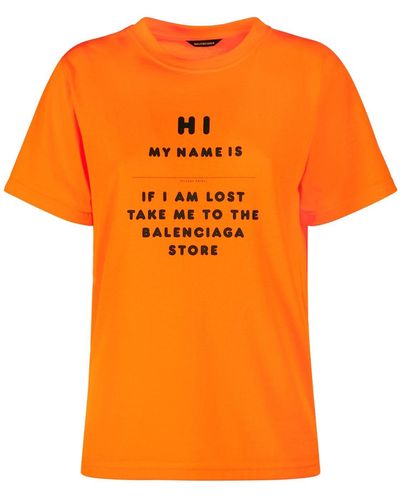 Balenciaga Logo Jersey T-shirt - Orange