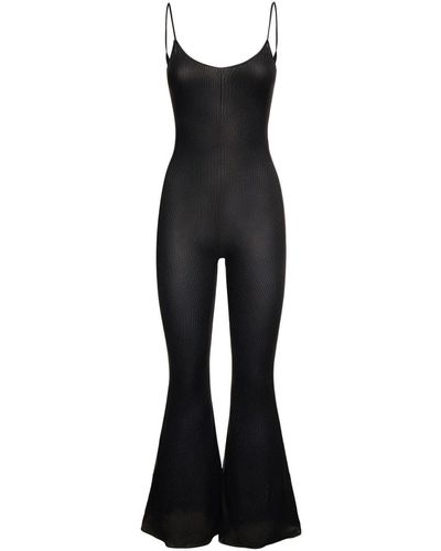 Oséree Laminated Mesh Jumpsuit - Black