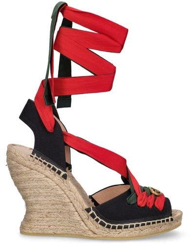 Gucci Wedge Espadrille Platform Ankle Strap Sandals in Beige Suede  ref.553953 - Joli Closet