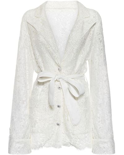 Dolce & Gabbana Single Breasted Lace Jacket - White