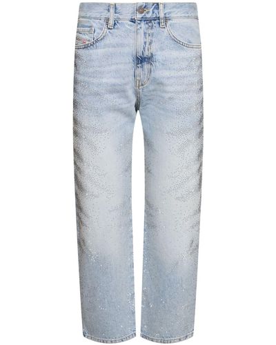 DIESEL 2016 D-Air Embellished Straight Jeans - Blue