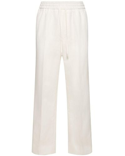 Brioni Pantaloni asolo in felpa di cotone e lino - Bianco