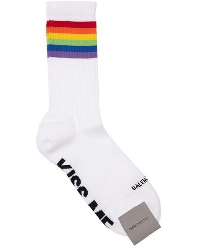 Balenciaga Socken Aus Baumwollmischgewebe "fetish Rainbow" - Weiß