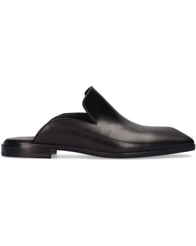 Cesare Paciotti Leather Sabot Loafers W/ Diamond Toe - Black