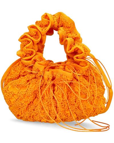 Cecilie Bahnsen Kiku Smocked Cotton Top Handle Bag - Orange