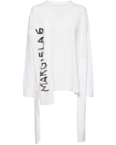 MM6 by Maison Martin Margiela オーバーサイズコットンジャージーtシャツ - ホワイト