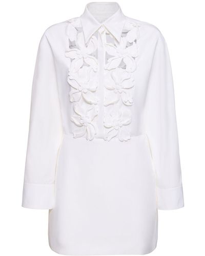 Valentino Vestido corto de popelina bordada - Blanco