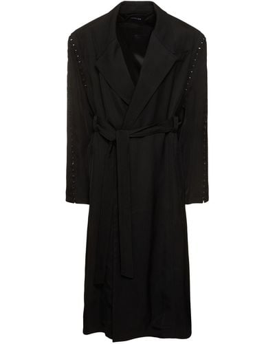 Mugler Oversize Belted Gabardine Coat - Black