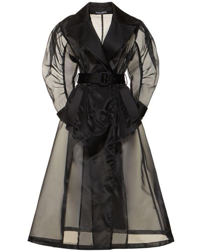 Dolce & Gabbana Long Belted Organza Coat - Black