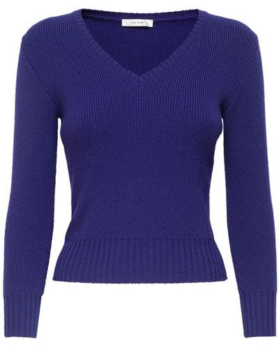 The Row Cael Cashmere Blend Knit Sweater - Blue