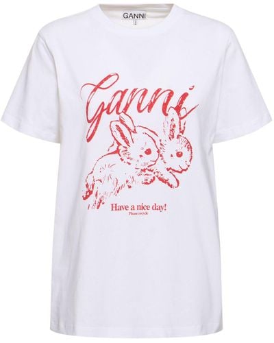 Ganni T-shirt Aus Jersey "bunny" - Weiß