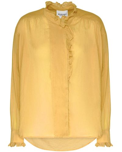 Isabel Marant Chemise en coton à volants pamias - Jaune