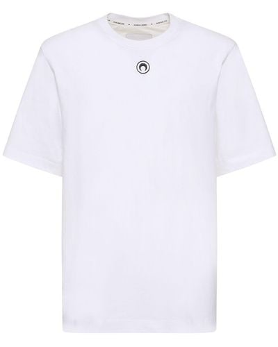 Marine Serre T-shirt en jersey de coton biologique à logo - Blanc