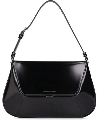 AMINA MUADDI Ami Spazzolato Leather Shoulder Bag - Black
