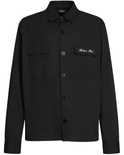 Balmain Signature コットンオーバーシャツ - ブラック