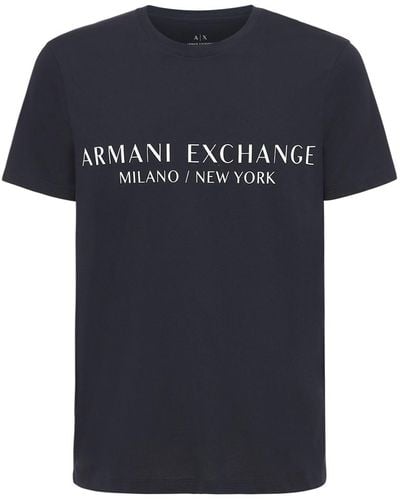 Armani Exchange T-shirt Aus Baumwolle Mit Logodruck - Schwarz