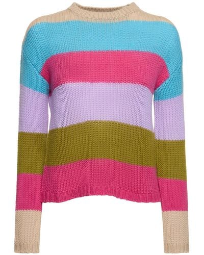 Weekend by Maxmara Maglione in cashmere a righe palco - Rosa