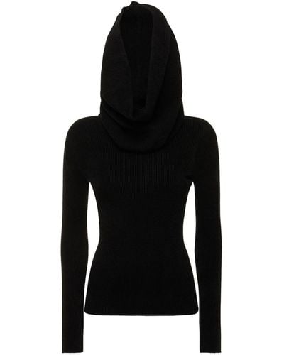 Alexandre Vauthier Velvet Knit Sweater W/hood - Black