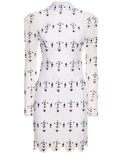 PATBO Hand-embellished Lace Mini Dress - White