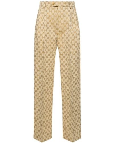 Gucci gg Cotton & Linen Trousers - Natural