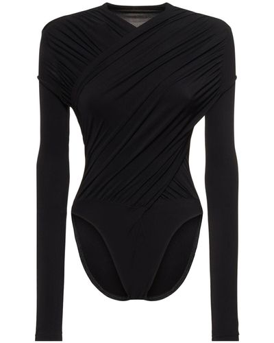 Petar Petrov Viscose Blend Jersey Wrap Bodysuit - Black