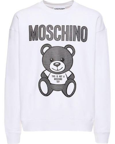 Moschino Sweatshirt Aus Bio-baumwolle Mit Bärendruck - Weiß