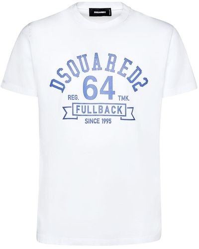DSquared² University Printed Cotton Jersey T-Shirt - Blue