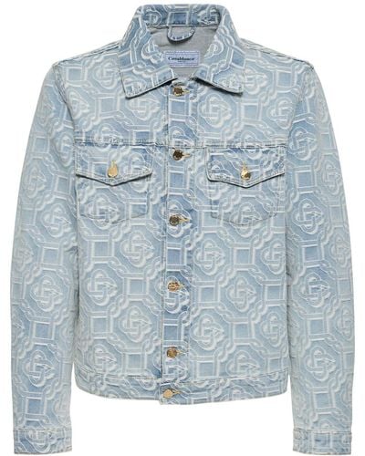 Casablancabrand Monogram Jacquard Cotton Denim Jacket - Blue