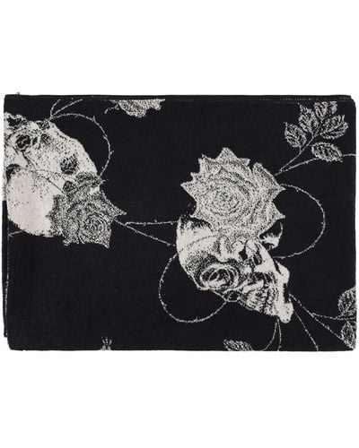 Yohji Yamamoto Skull Rose Jacquard Bath Towel - Black