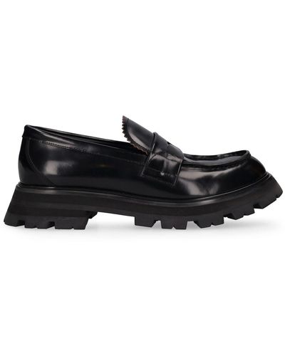 Alexander McQueen 45mm Wander Brushed Leather Loafers - Black