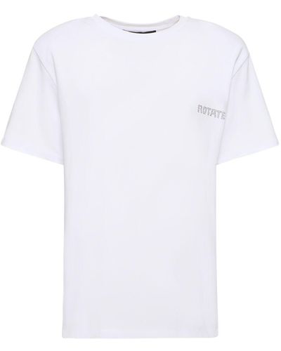 ROTATE BIRGER CHRISTENSEN Straight Logo Cotton T-Shirt - White
