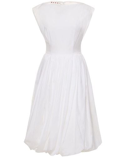 Marni Cotton Poplin Sleeveless Midi Dress - White