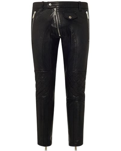 DSquared² Sexy Biker Leather Trousers - Black