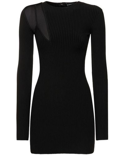 David Koma Bra Detail Net Insert Knit Mini Dress - Black