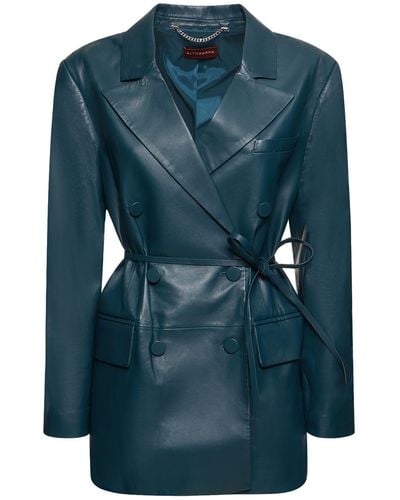 Altuzarra Hattson Leather Belted Jacket - Blue