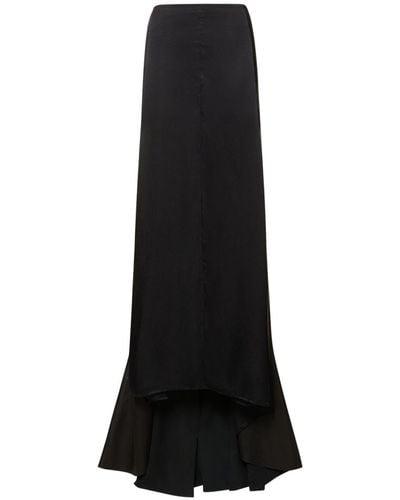 Ludovic de Saint Sernin Satin Midrise Long Skirt - Black