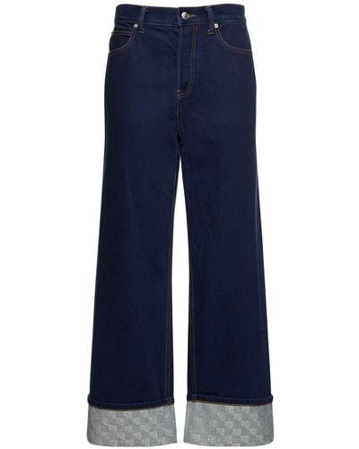 Alexander Wang Embellished Straight Cotton Jeans - Blue