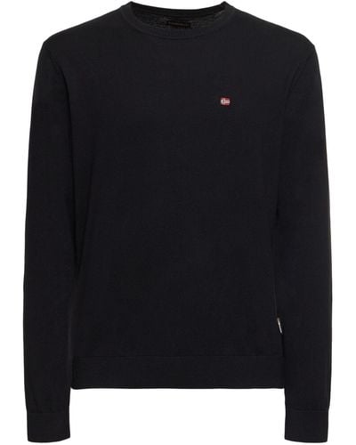 Napapijri Suéter de algodón con cuello redondo - Negro
