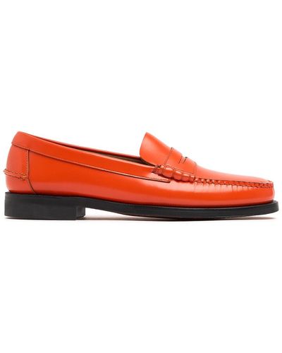 Sebago Dan Outsides Smooth Leather Loafers - Red