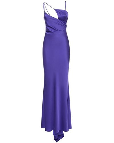 The Attico Melva Tech Satin Cutout Long Dress - Purple