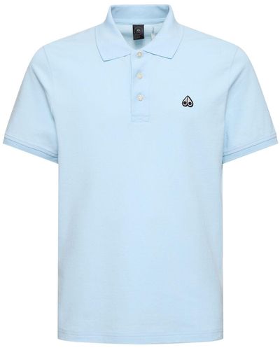 Moose Knuckles Piqué Cotton Polo Shirt - Blue