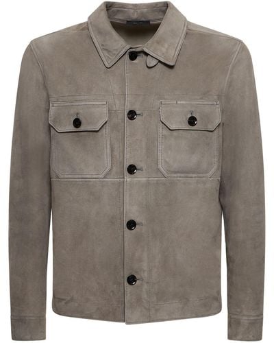 Tom Ford Lightweight Suede Outershirt - Grey