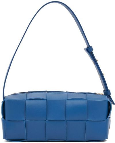 Bottega Veneta Brick Leather Shoulder Bag - Blue