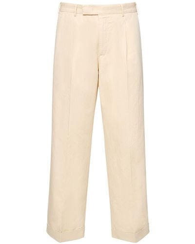 PT Torino Pantalones de gabardina de algodón y lino - Neutro