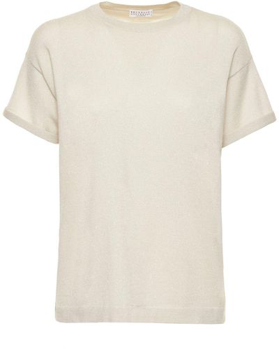 Brunello Cucinelli コットンブレンドtシャツ - ナチュラル