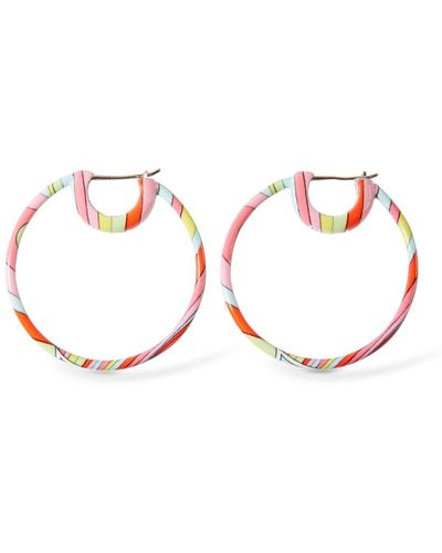 Emilio Pucci Small Printed Hoops - Pink